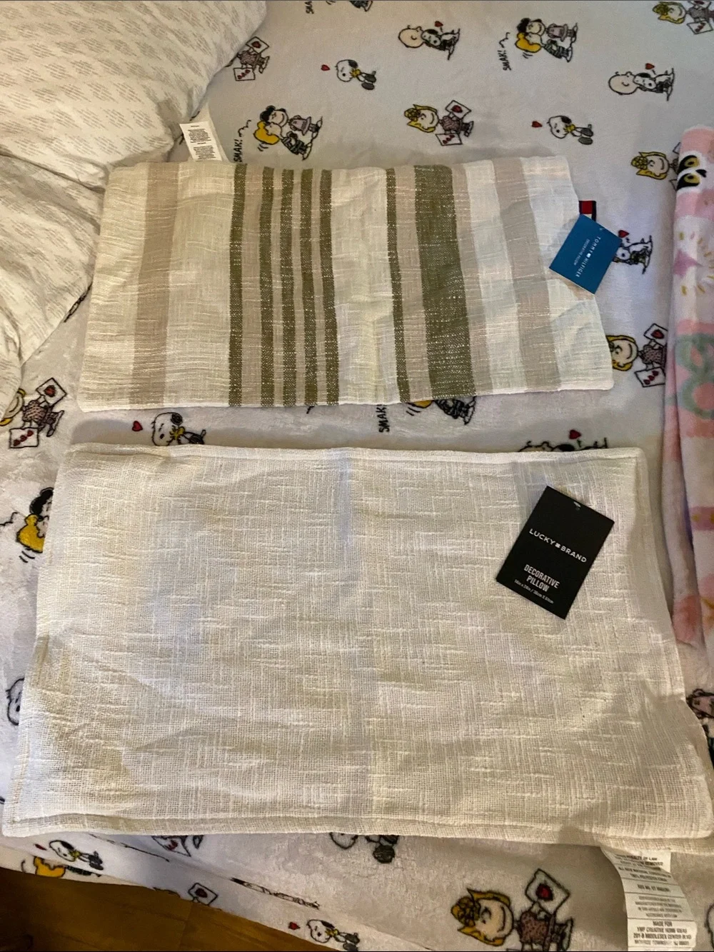 Lucky Brand Cream and Olive Stripe Accent Pillow Covers - Set of 2